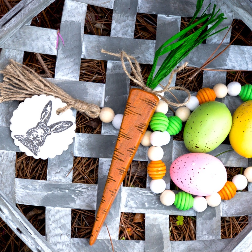 Easter wood bead garland decor, farmhouse garland decor, Easter decor